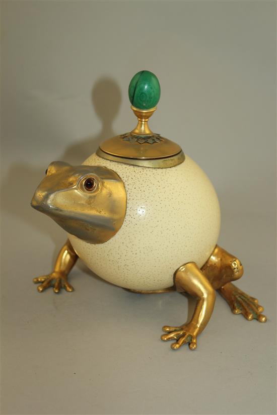 Anthony Redmile. An ostrich egg frog box and cover, 8in.